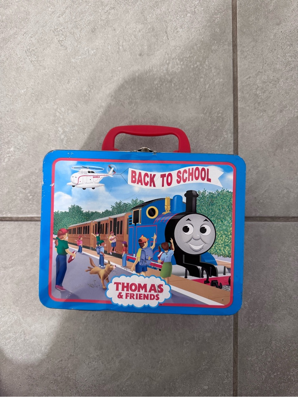 2000’s Thomas & Friends Blue and Red 'Back to School' Tin Lunchbox